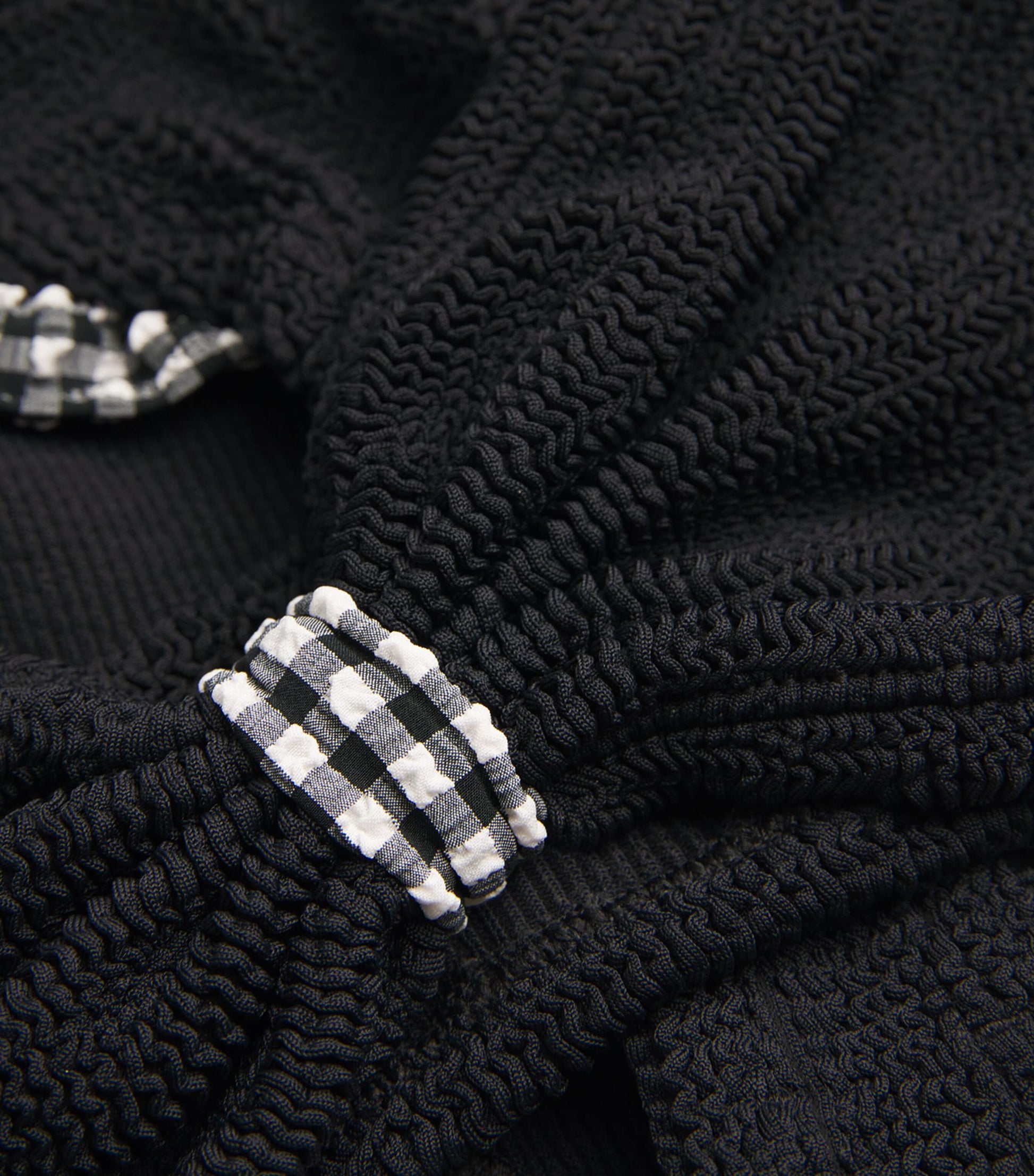 Hunza G Black Gingham-Trim Jean Bikini