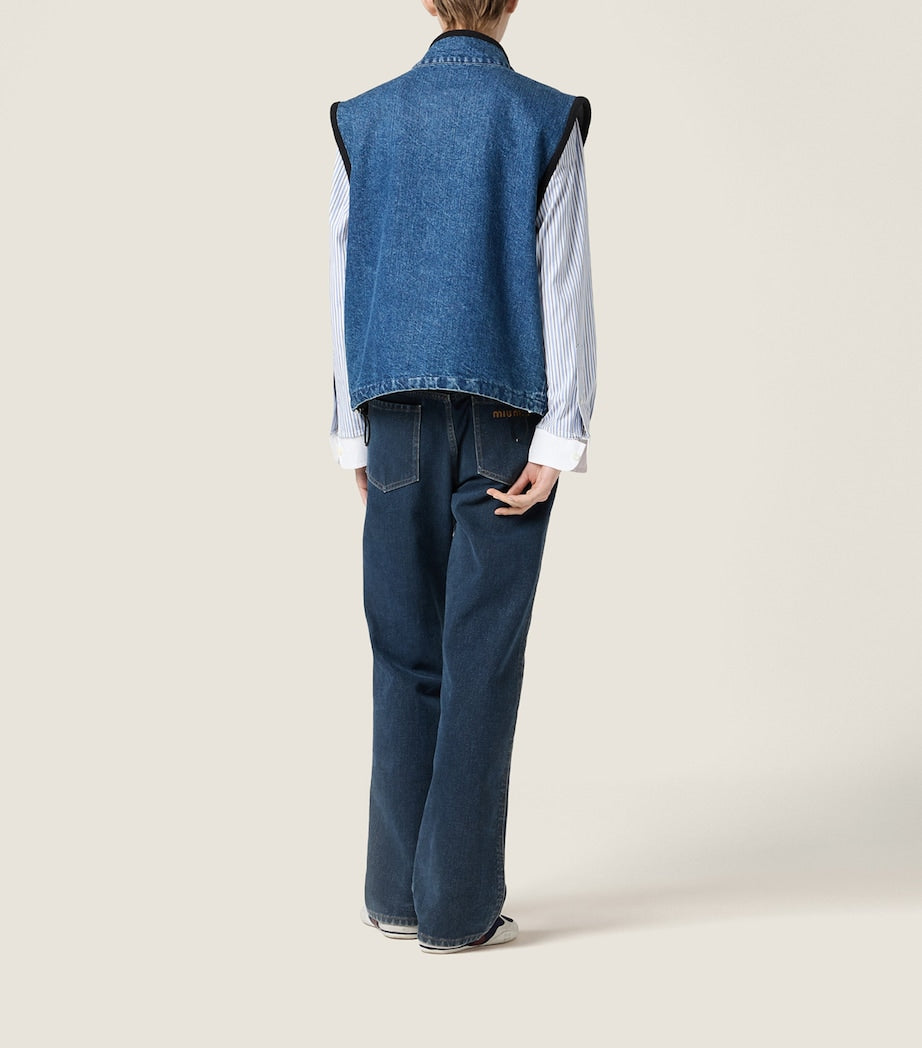 Miu Miu Blue Denim Logo Vest