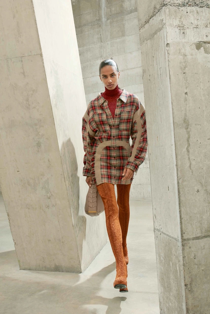 Stella McCartney - Checked wool shirt minidress