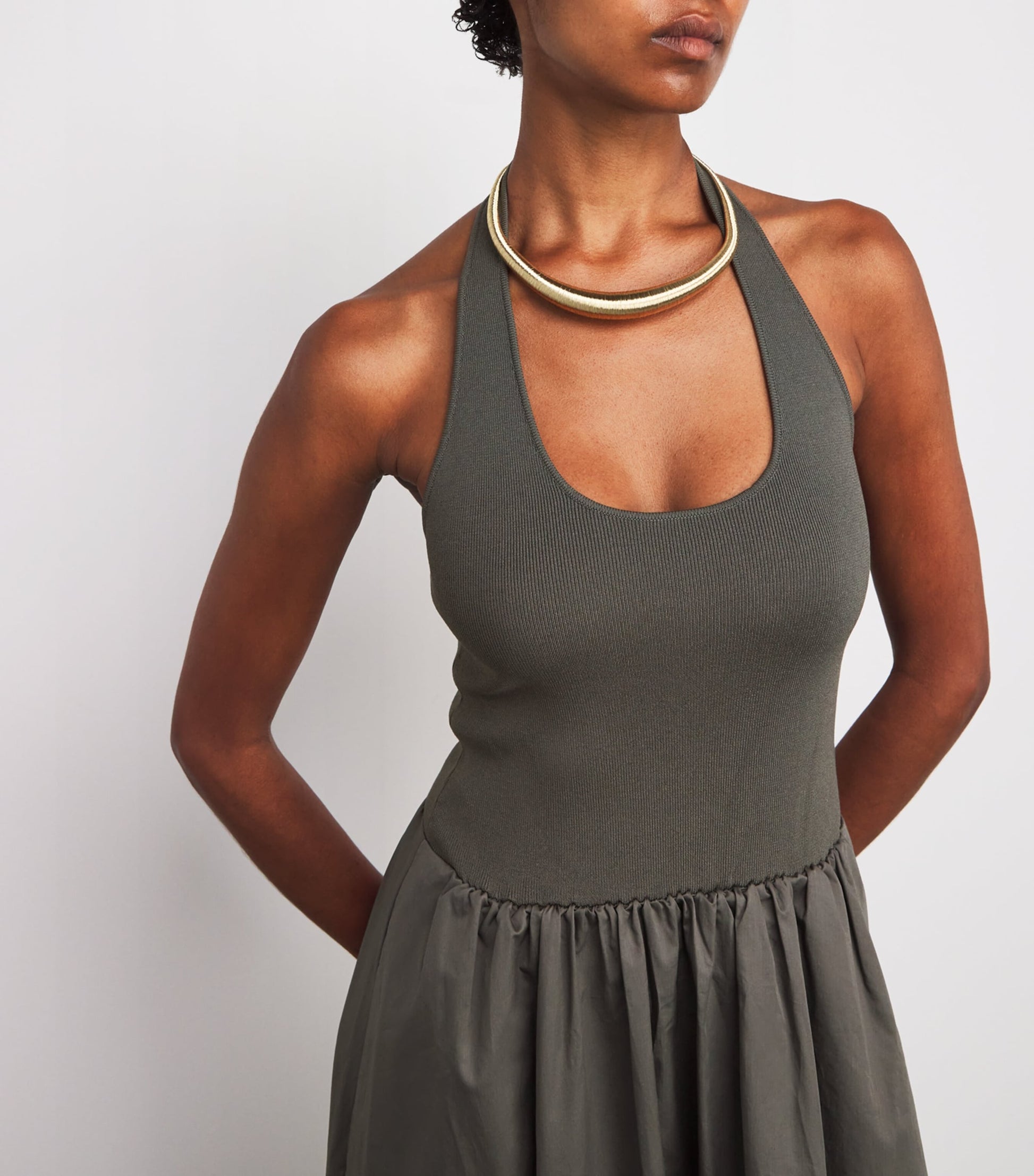 St. Agni Green Halterneck Maxi Dress