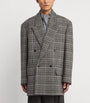System Grey Oversized Check Double-Breasted Blazer
