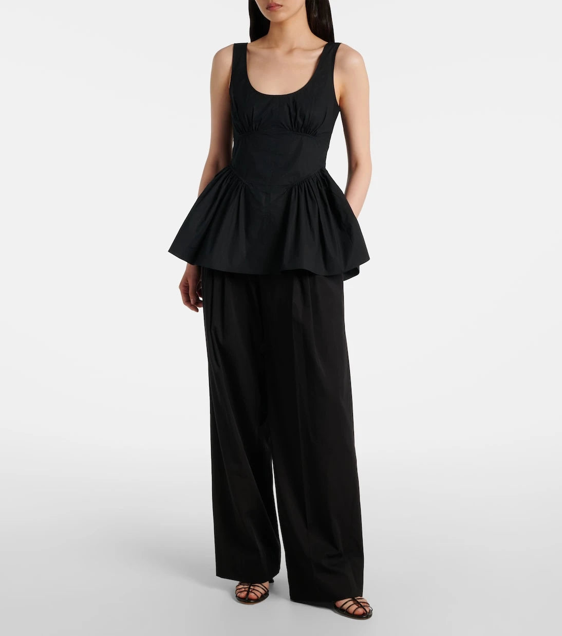 Proenza Schouler - White Label توب بوبلين بدر من مزيج القطن