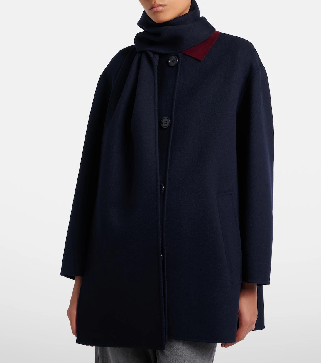 'S Max Mara - Scarf-detail virgin wool coat