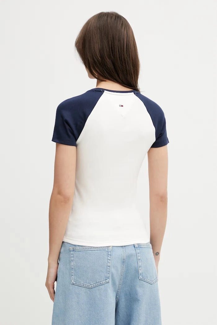 Tommy Jeans kadın pamuklu elastan tişört