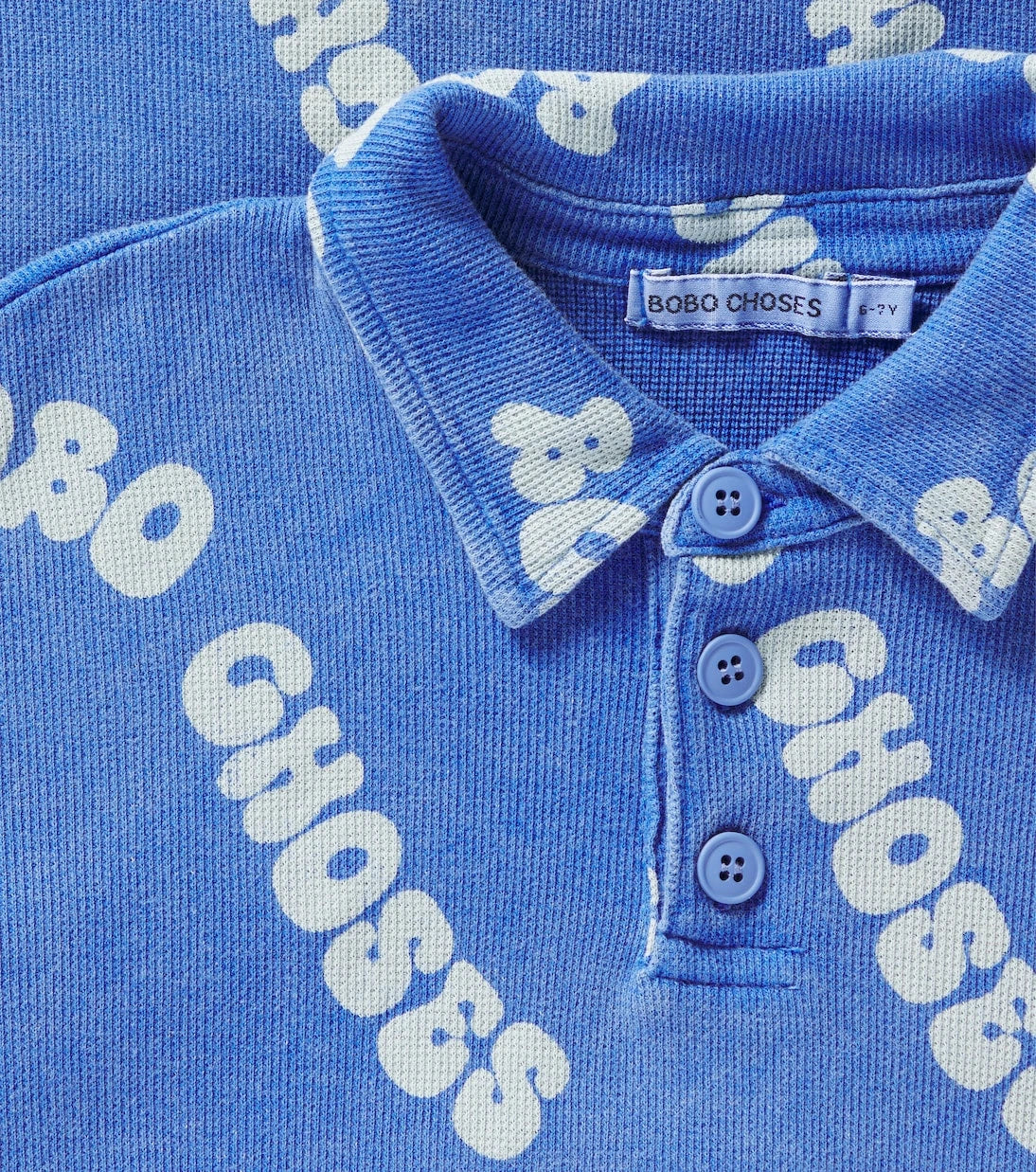 Bobo Choses - Printed waffle-knit cotton polo shirt