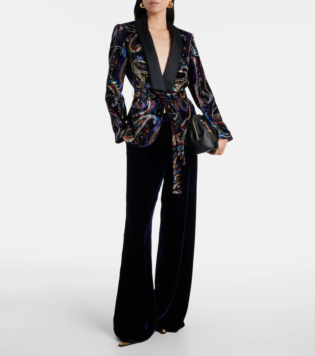 Etro - Belted velvet jacquard blazer