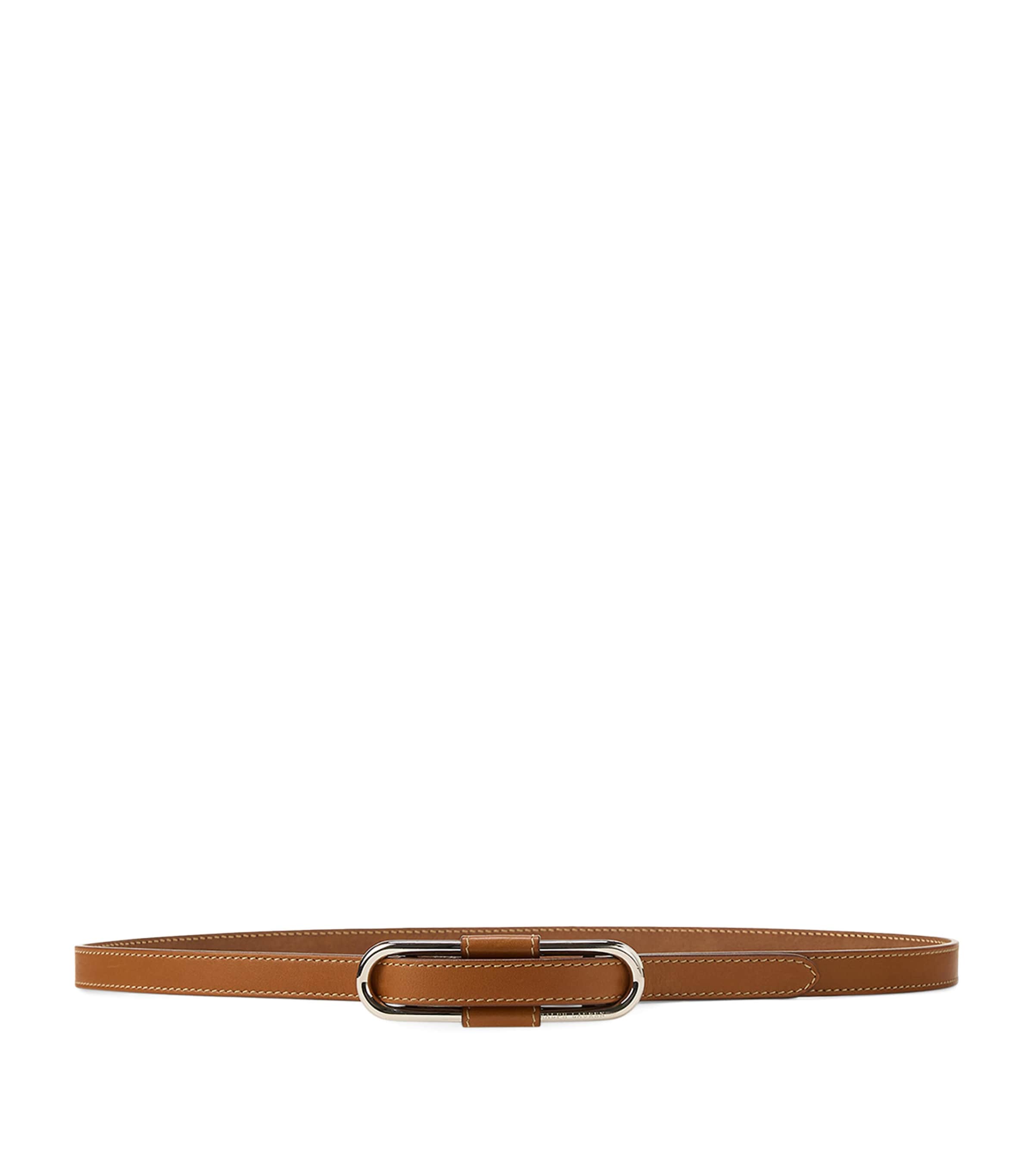 Ralph Lauren Collection Gold Leather Oval-Buckle Belt