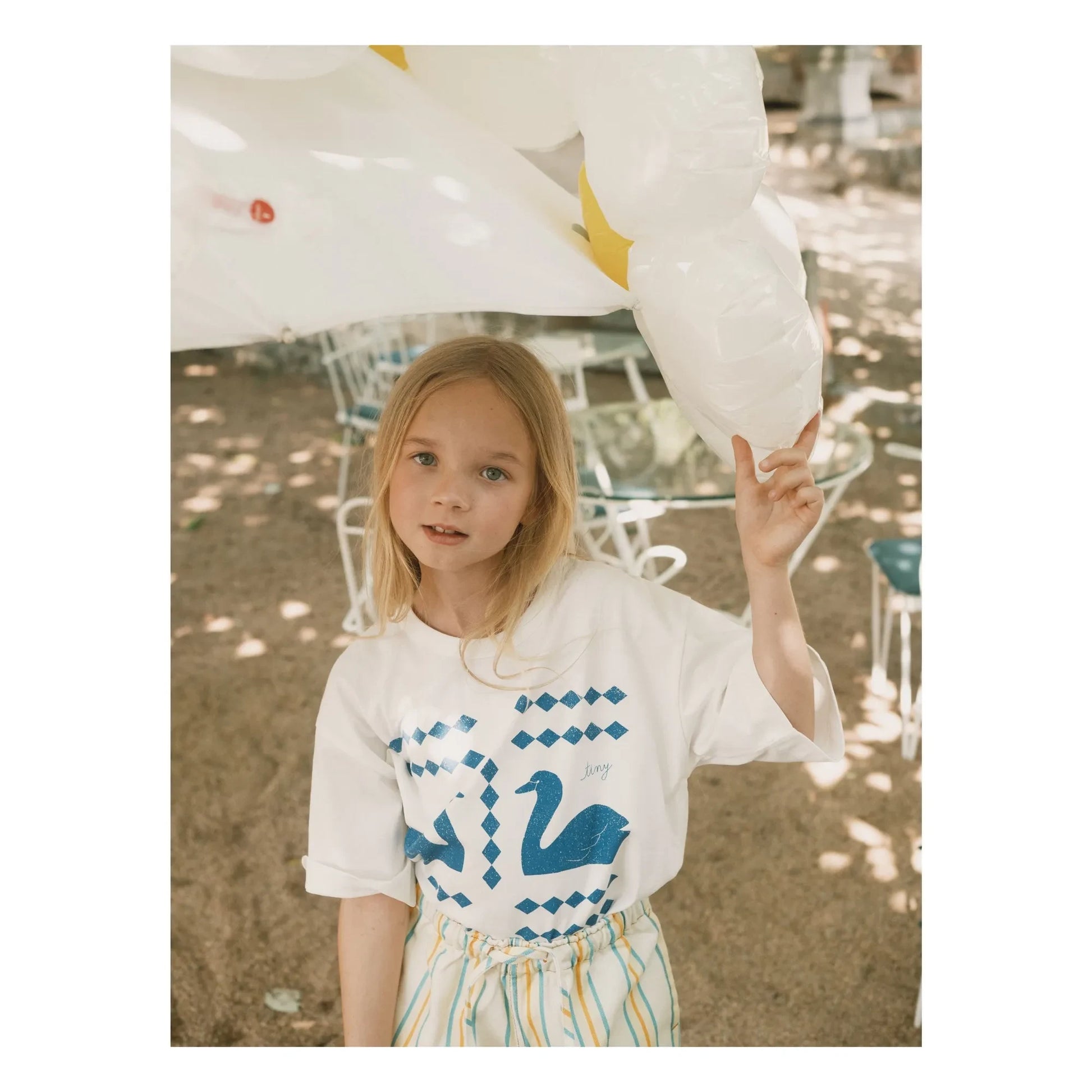 Tinycottons - T-shirt Swans Losanges Organic cotton | White