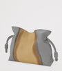 LOEWE Grey Leather Stripe Flamenco Clutch Bag