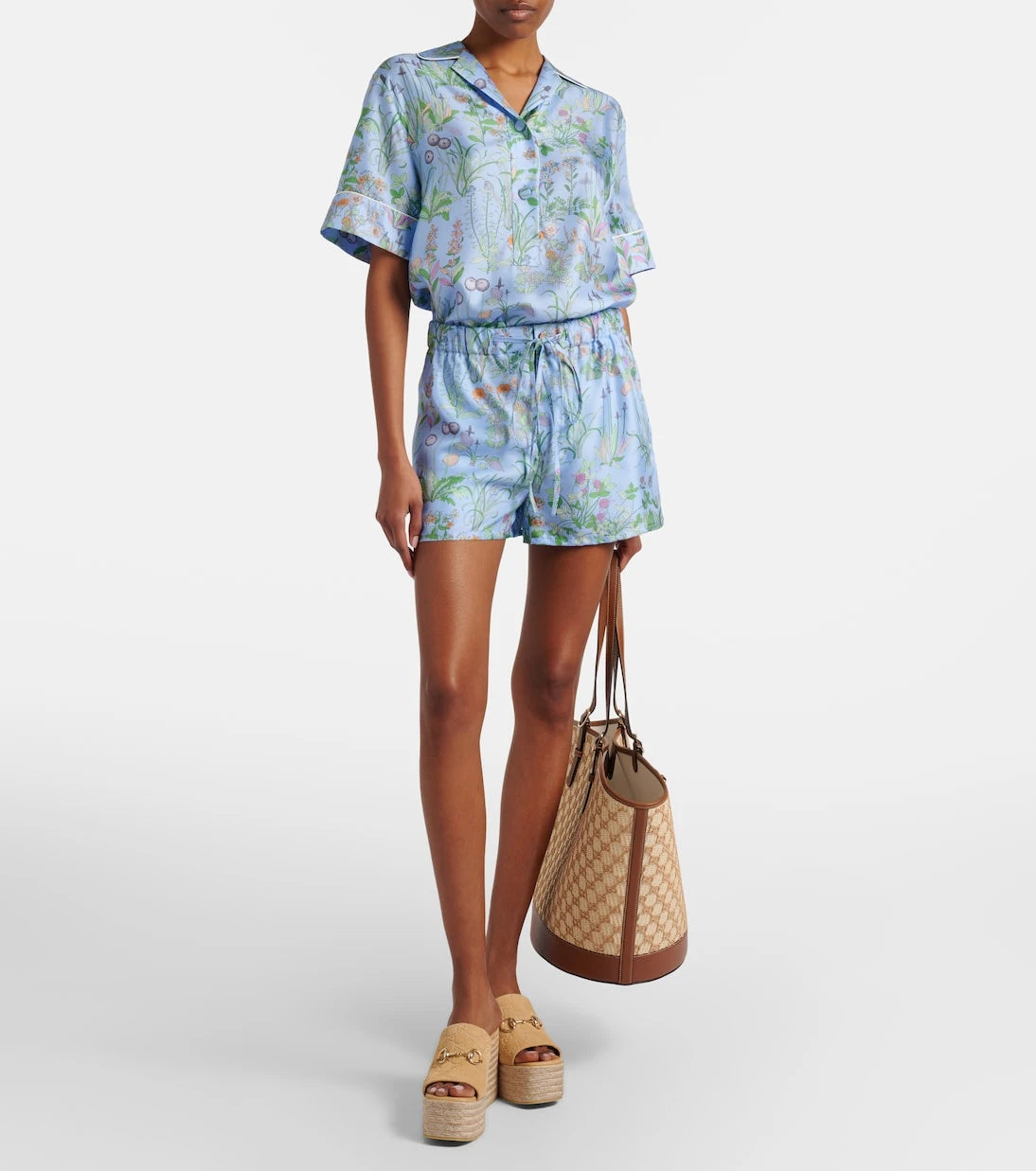 Gucci - GG Large raffia-effect tote bag