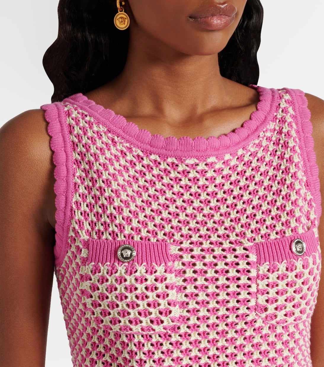 Versace - Crochet cotton-blend crop top