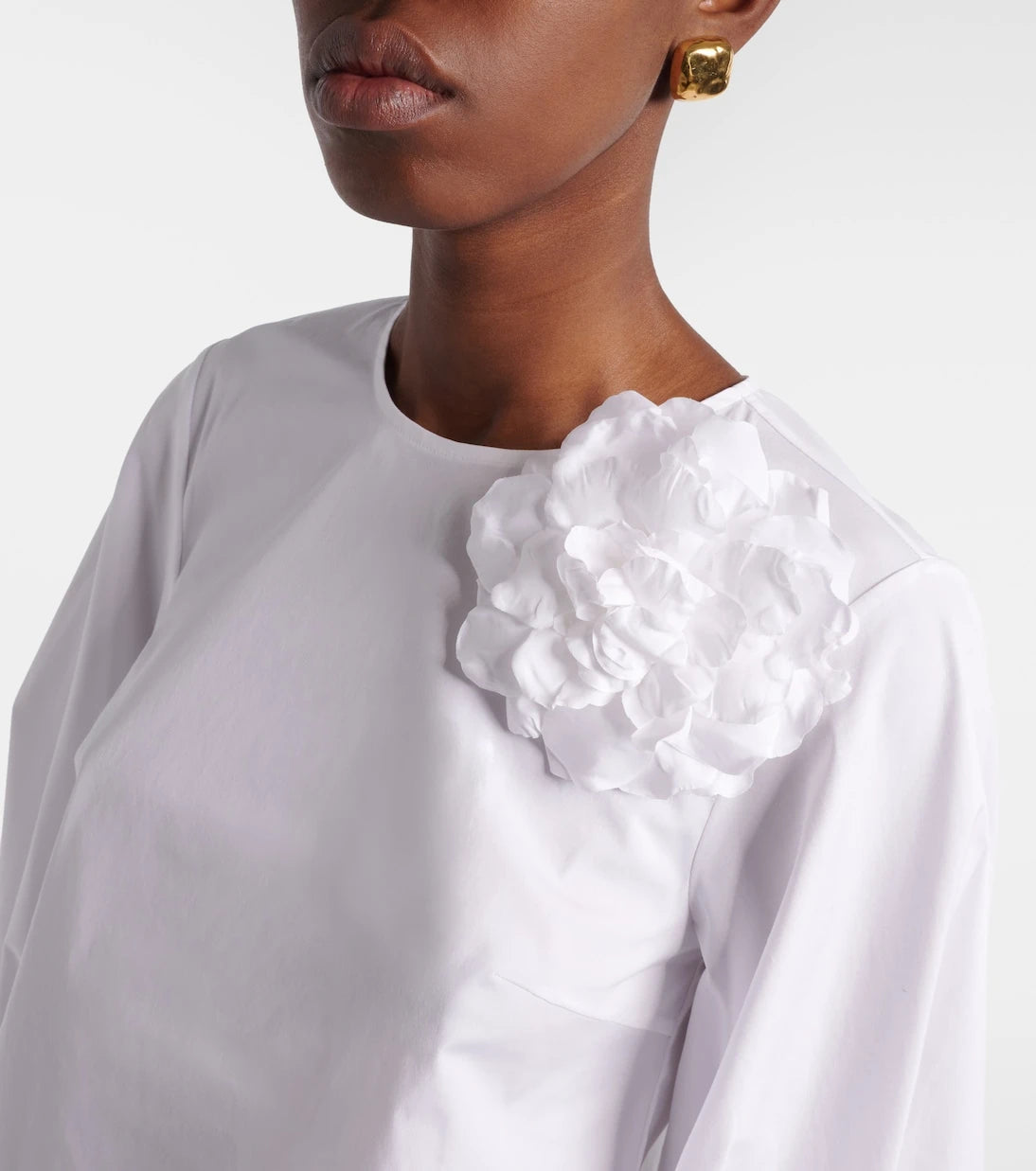 Carolina Herrera - Floral-appliqué cotton-blend blouse