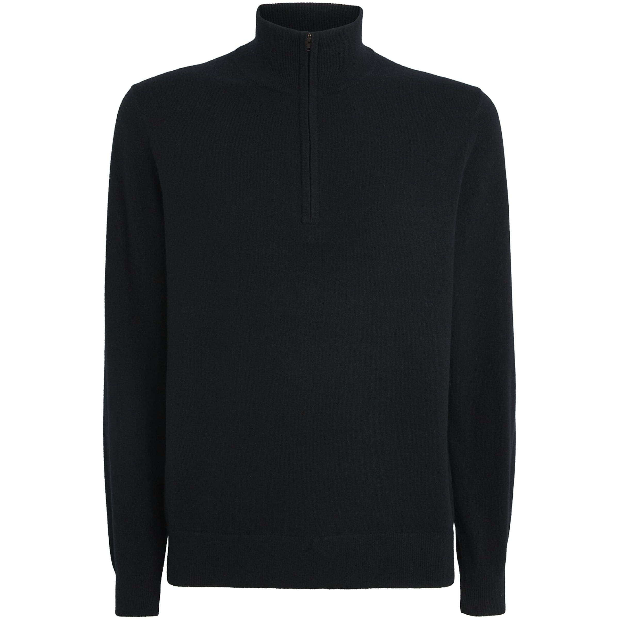 Black Cashmere Quarter-Zip Sweater