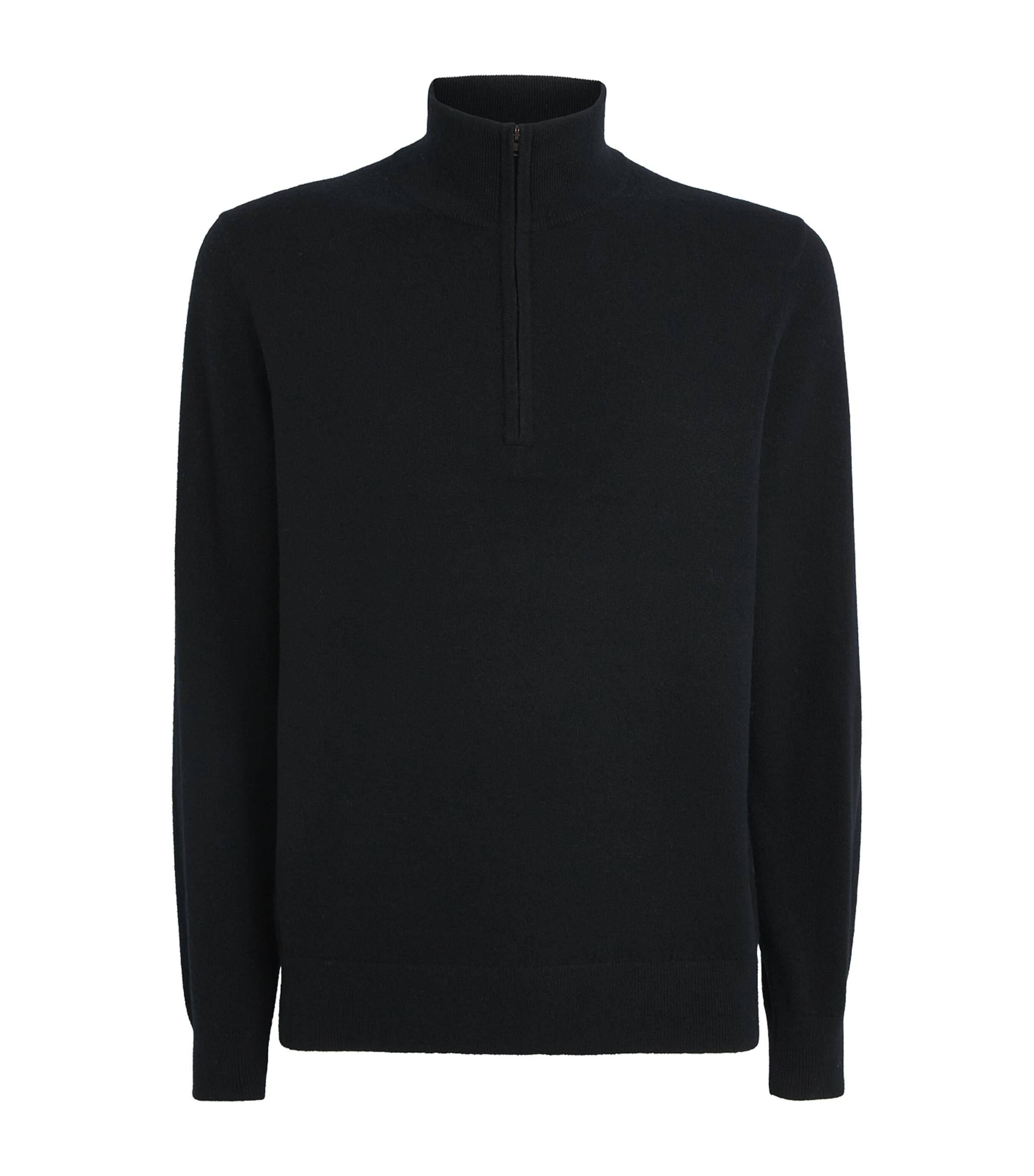 Black Cashmere Quarter-Zip Sweater