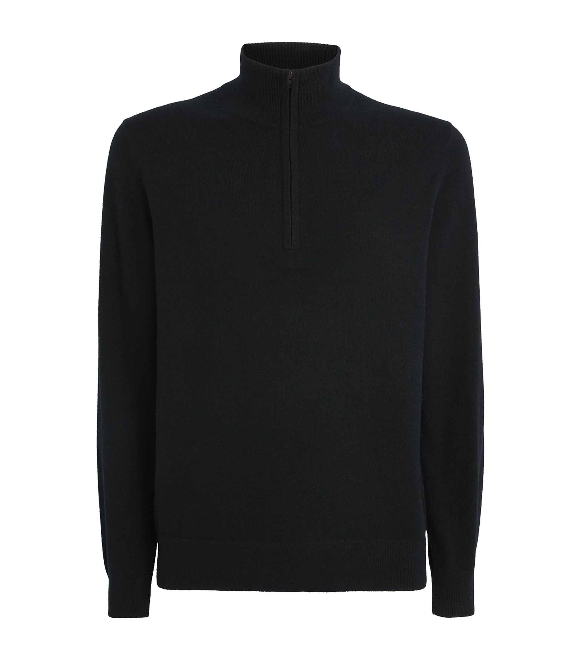 Black Cashmere Quarter-Zip Sweater