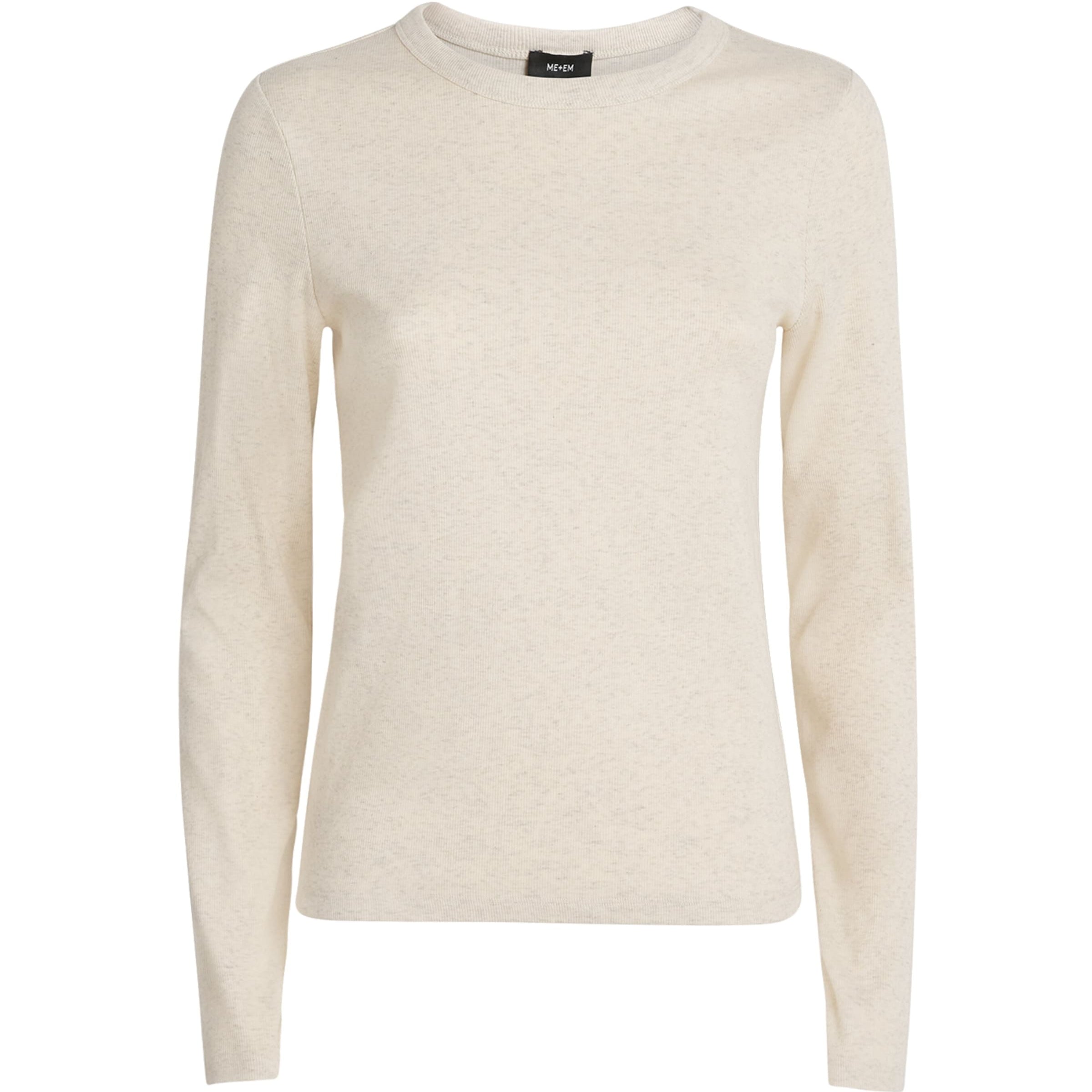 ME+EM Ivory Cotton-Blend Ribbed Top