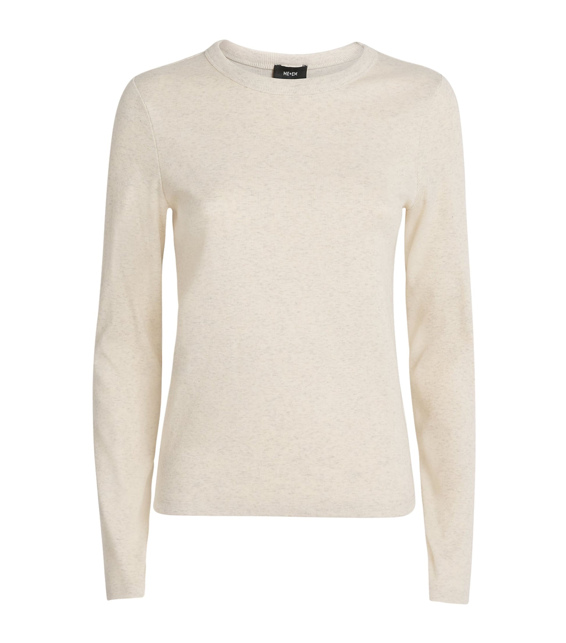 ME+EM Ivory Cotton-Blend Ribbed Top