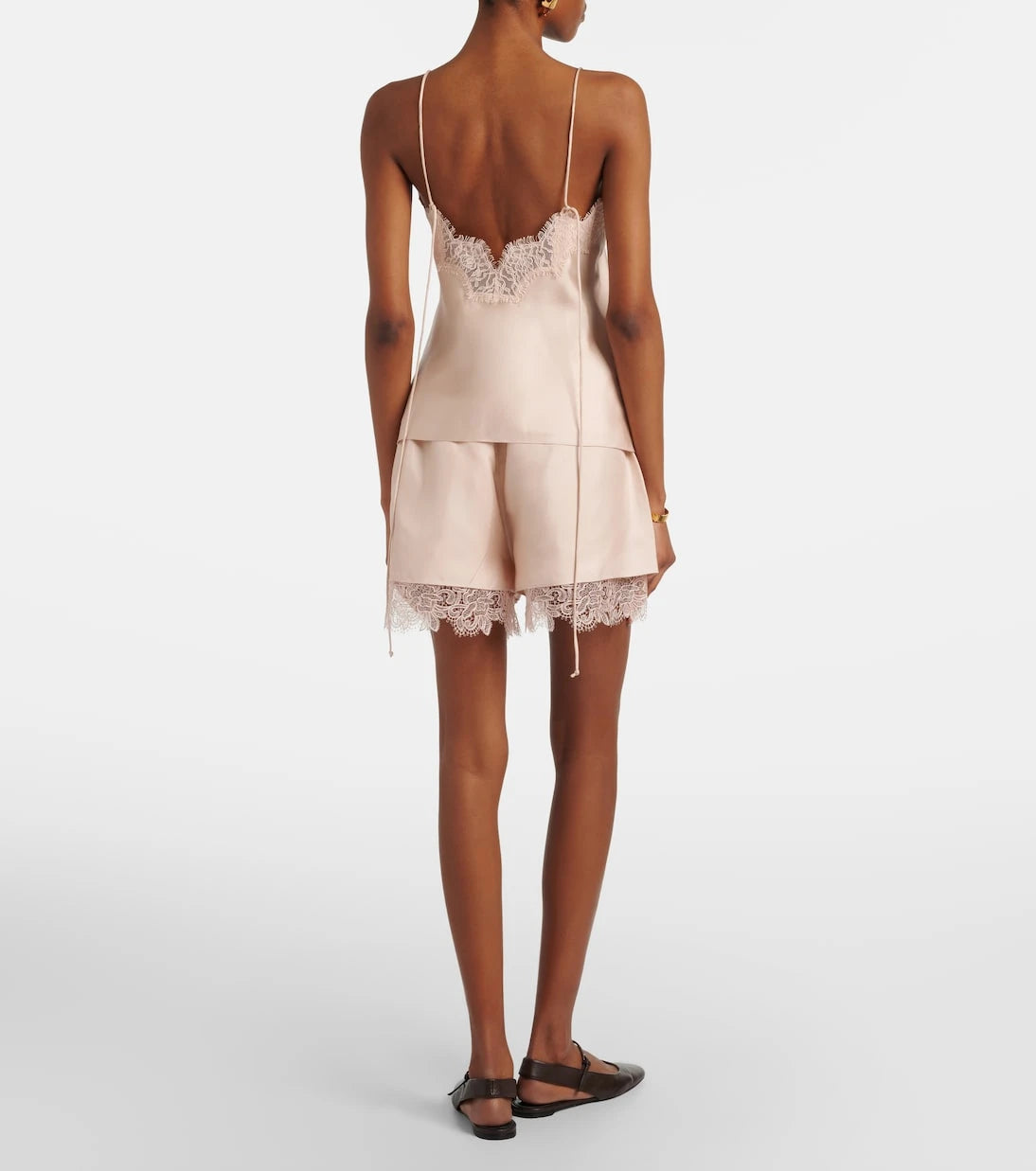 Róhe - Lace-trimmed silk shorts