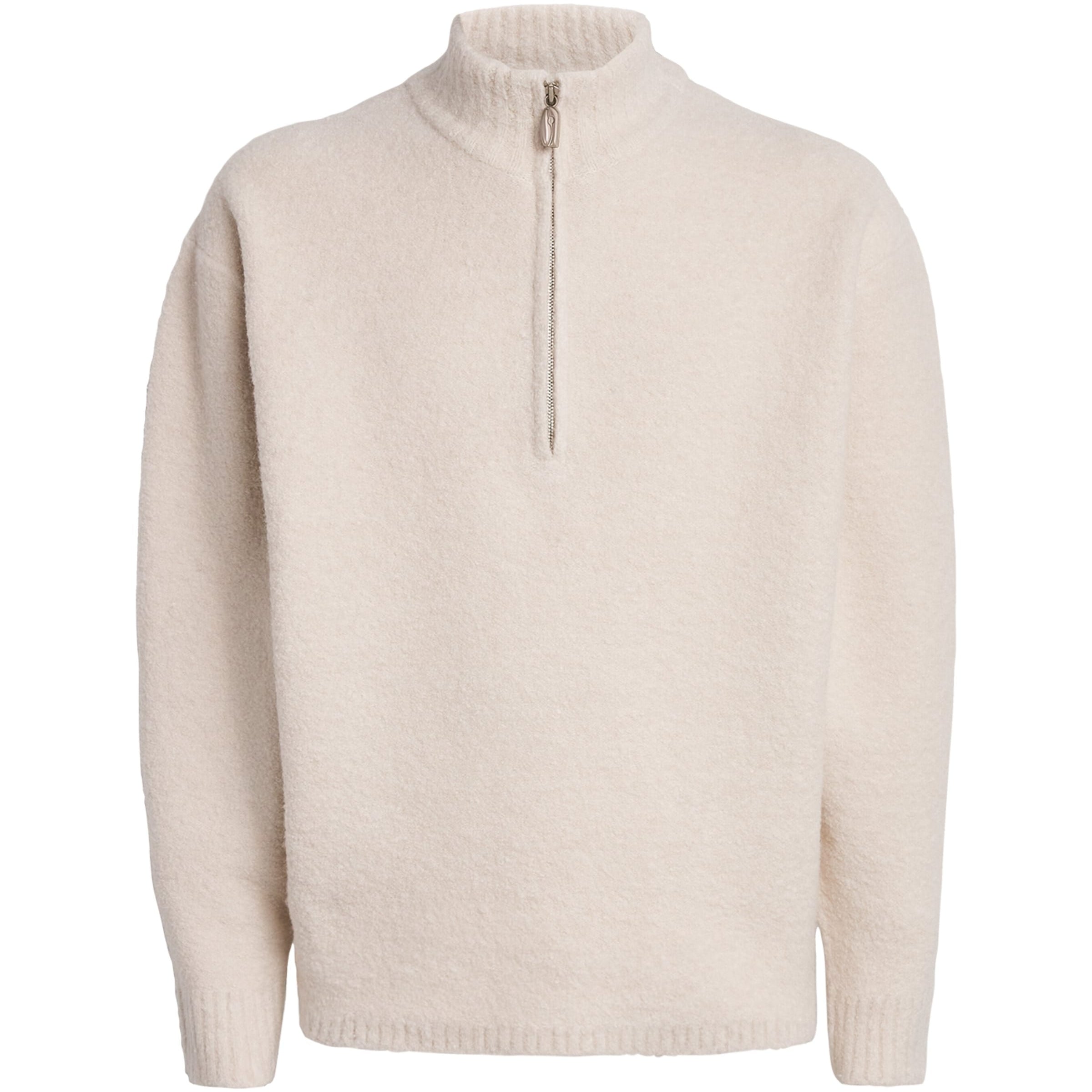 Ivory Wool-Blend Half-Zip Sweater