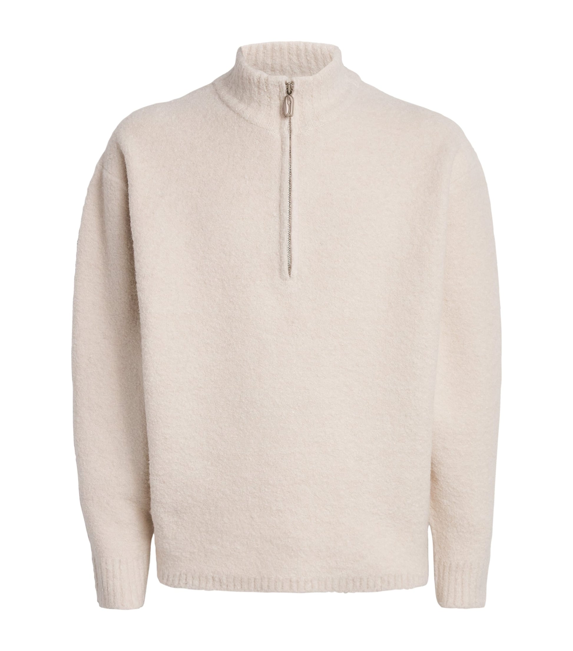 Ivory Wool-Blend Half-Zip Sweater