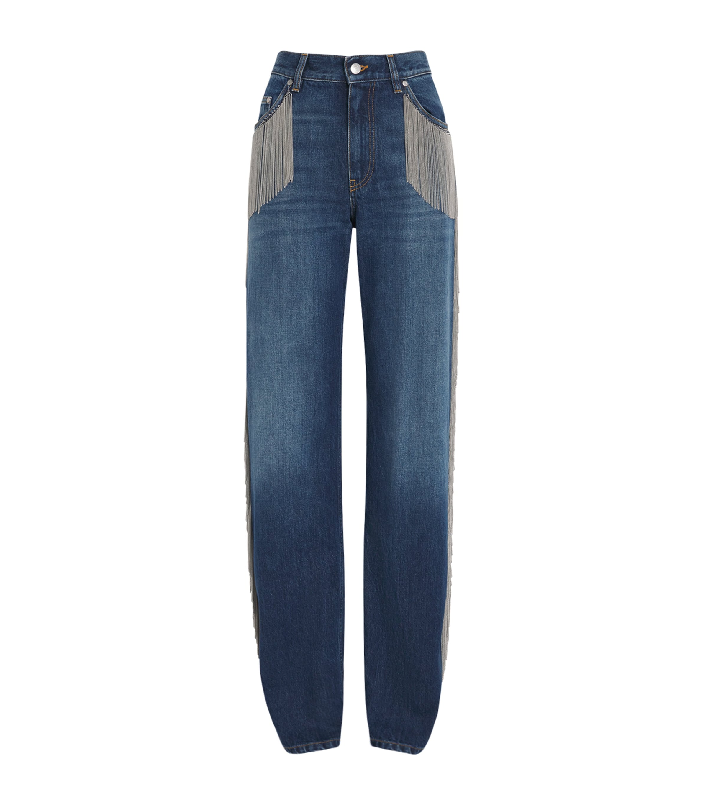 Stella McCartney Blue Chain Tassel Straight-Leg Jeans