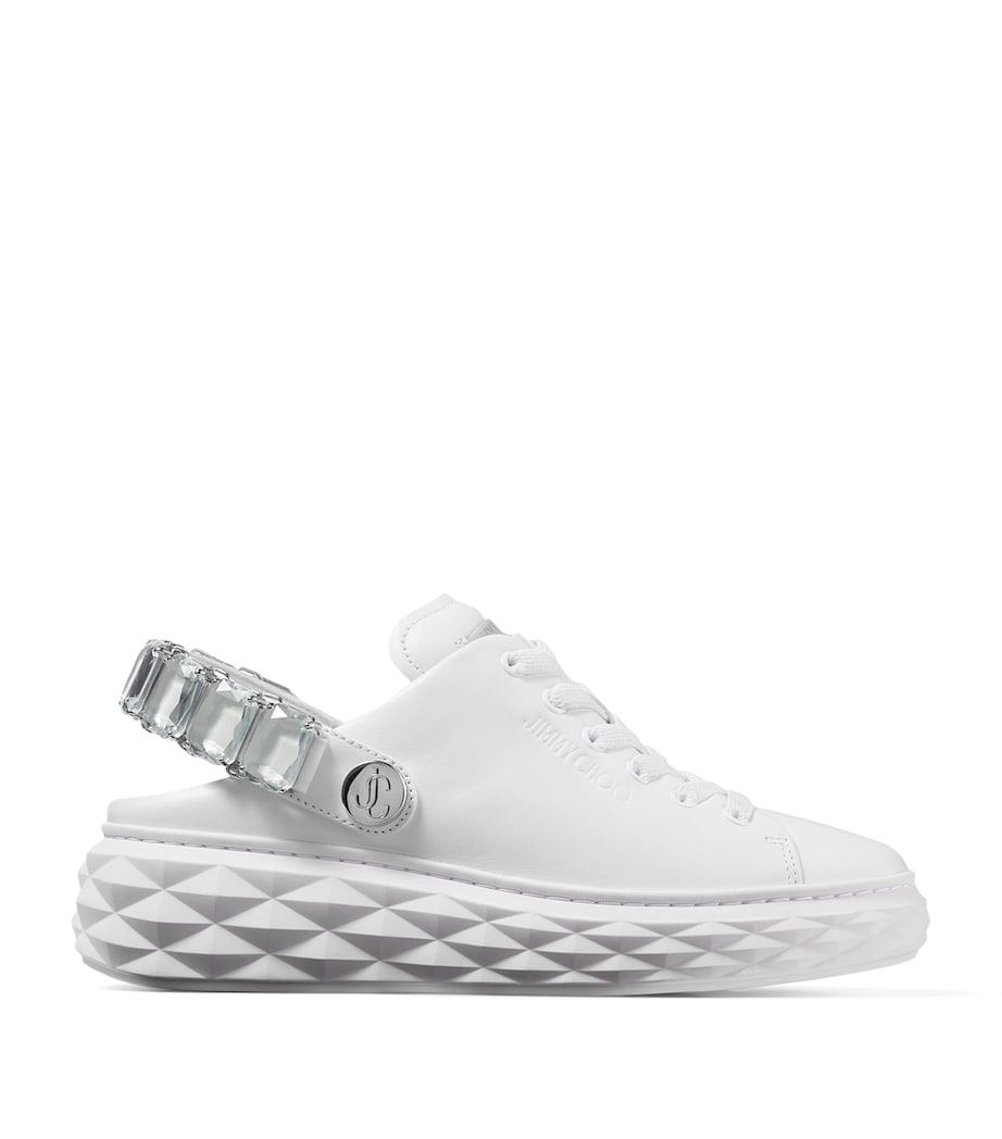 Jimmy Choo White Leather Diamond Sling Sneakers