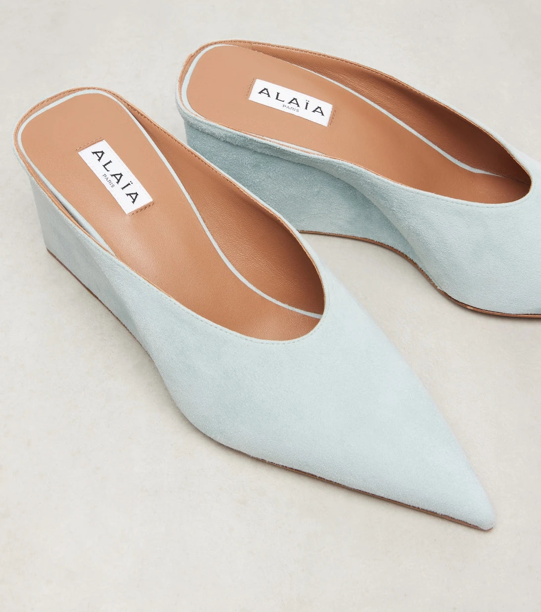 Alaïa - Cube 75 suede wedge mules