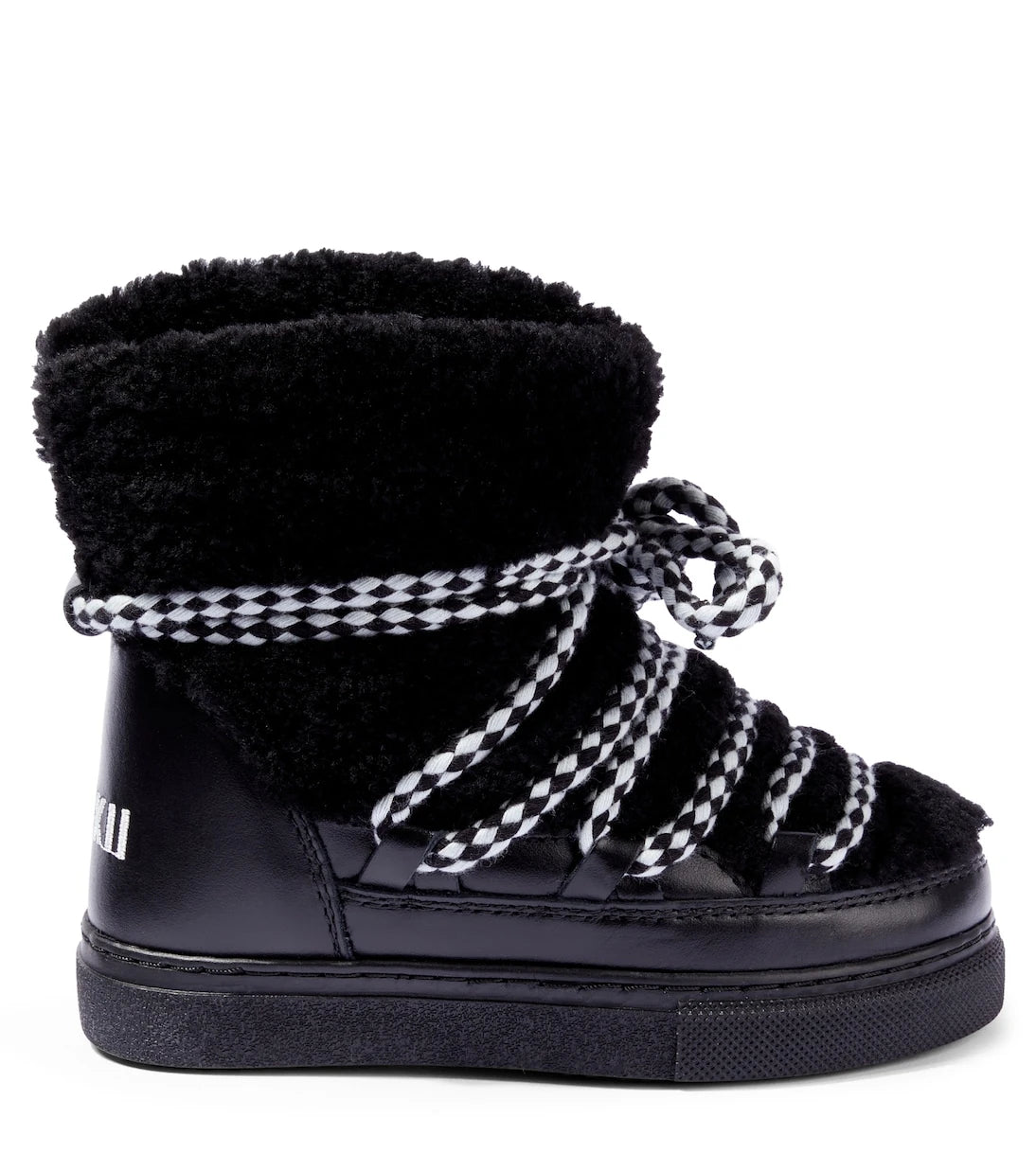 Inuikii Kids - Curly shearling and leather ankle boots