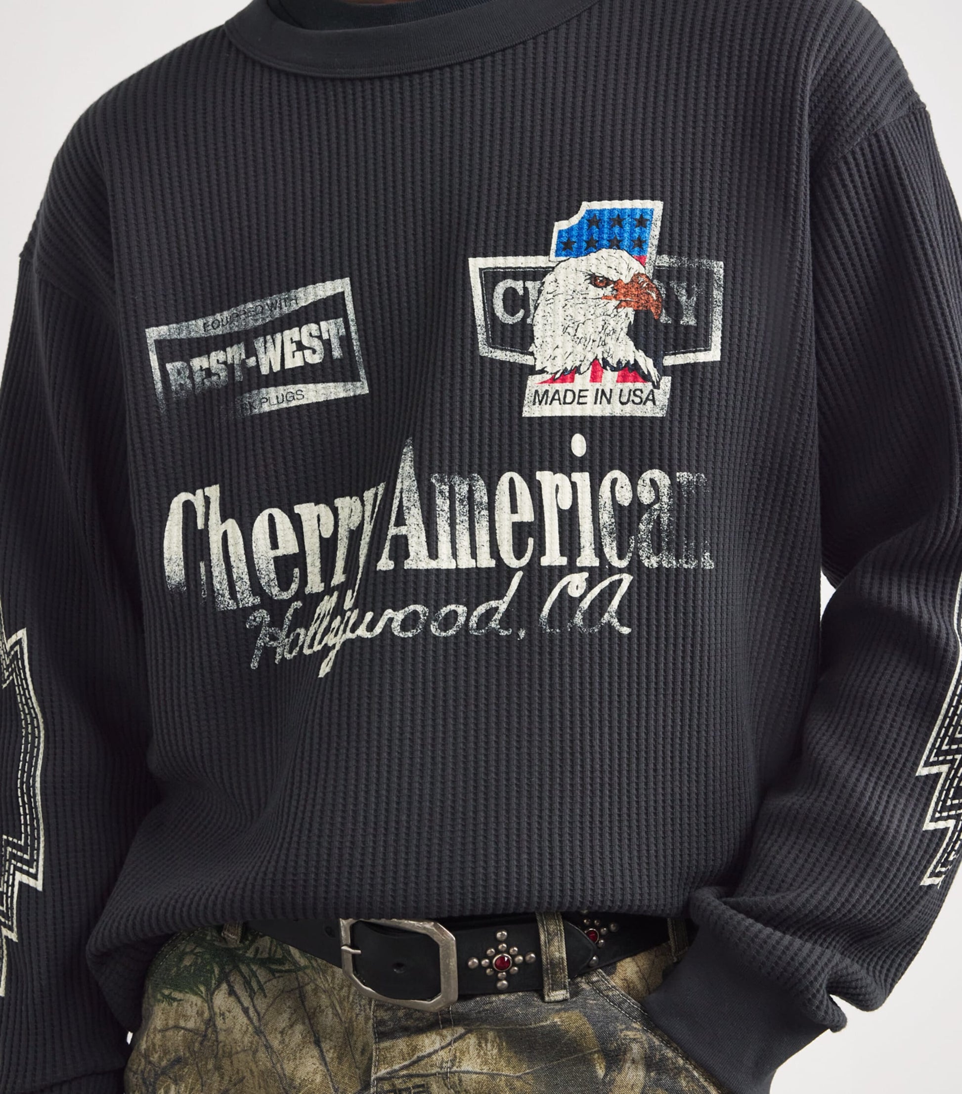 Cherry Los Angeles Best West Logo Thermal Long-Sleeve T-Shirt