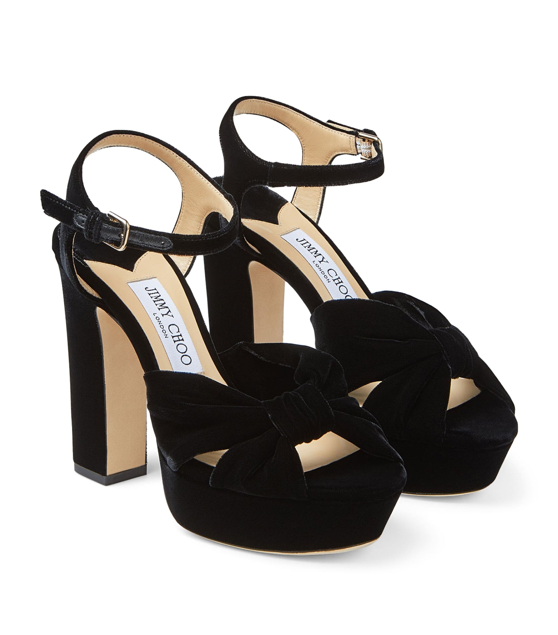 Black Heloise 120 Velvet Platform Sandals