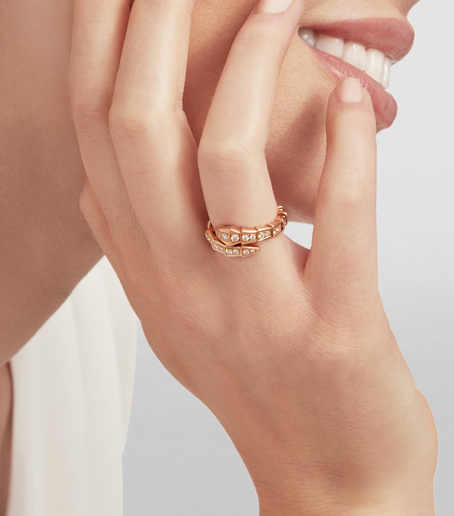 Bvlgari Rose Gold and Diamond Serpenti Viper Ring