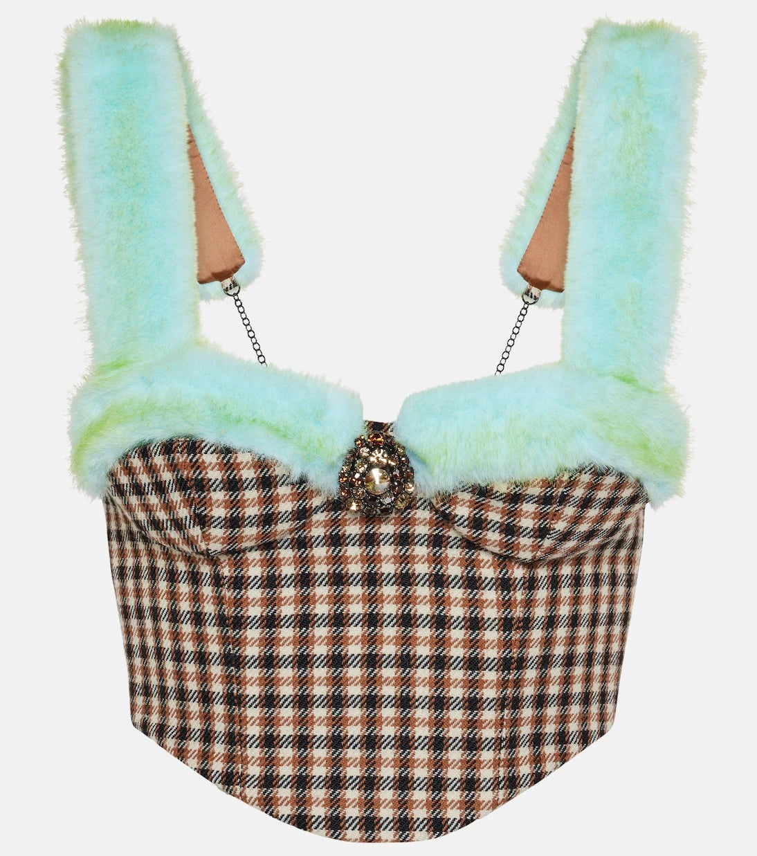 Area - Checked wool and cotton bustier