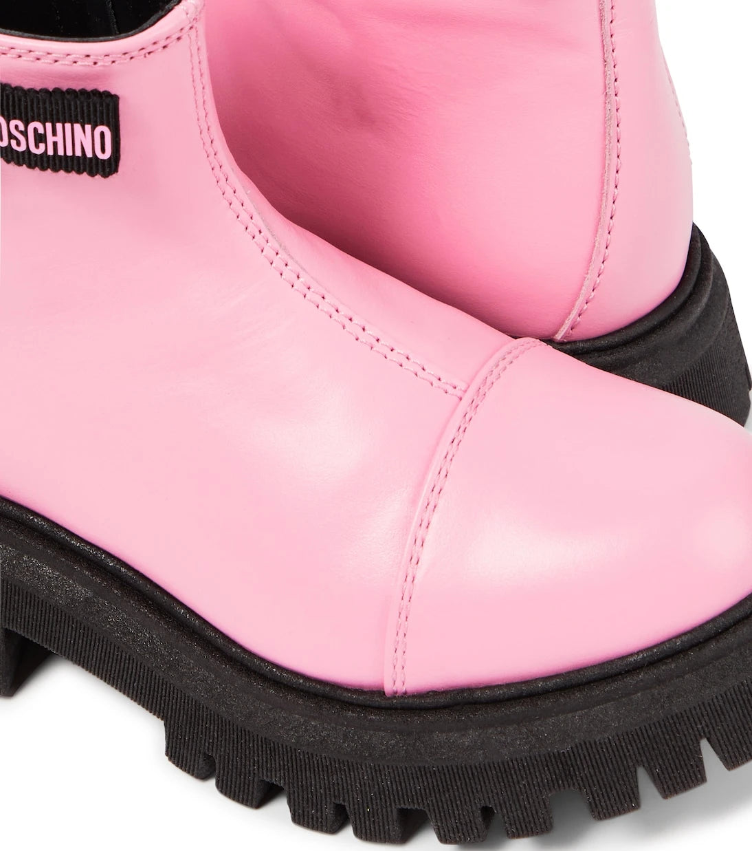 Moschino Kids - جزمة كاحل جلدية بشعار