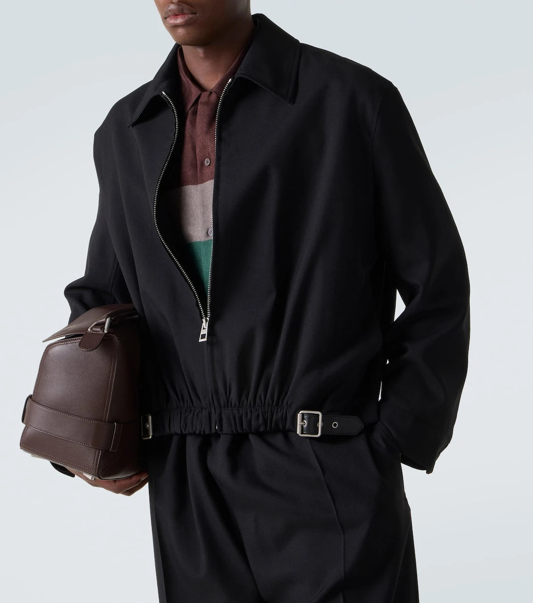 Loewe - Belted leather-trimmed wool blouson