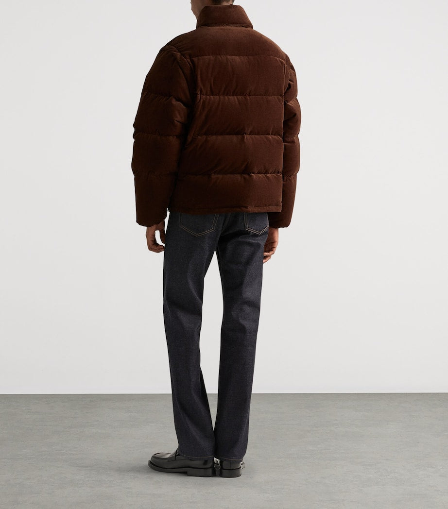 Brown Cotton Corduroy Puffer Jacket