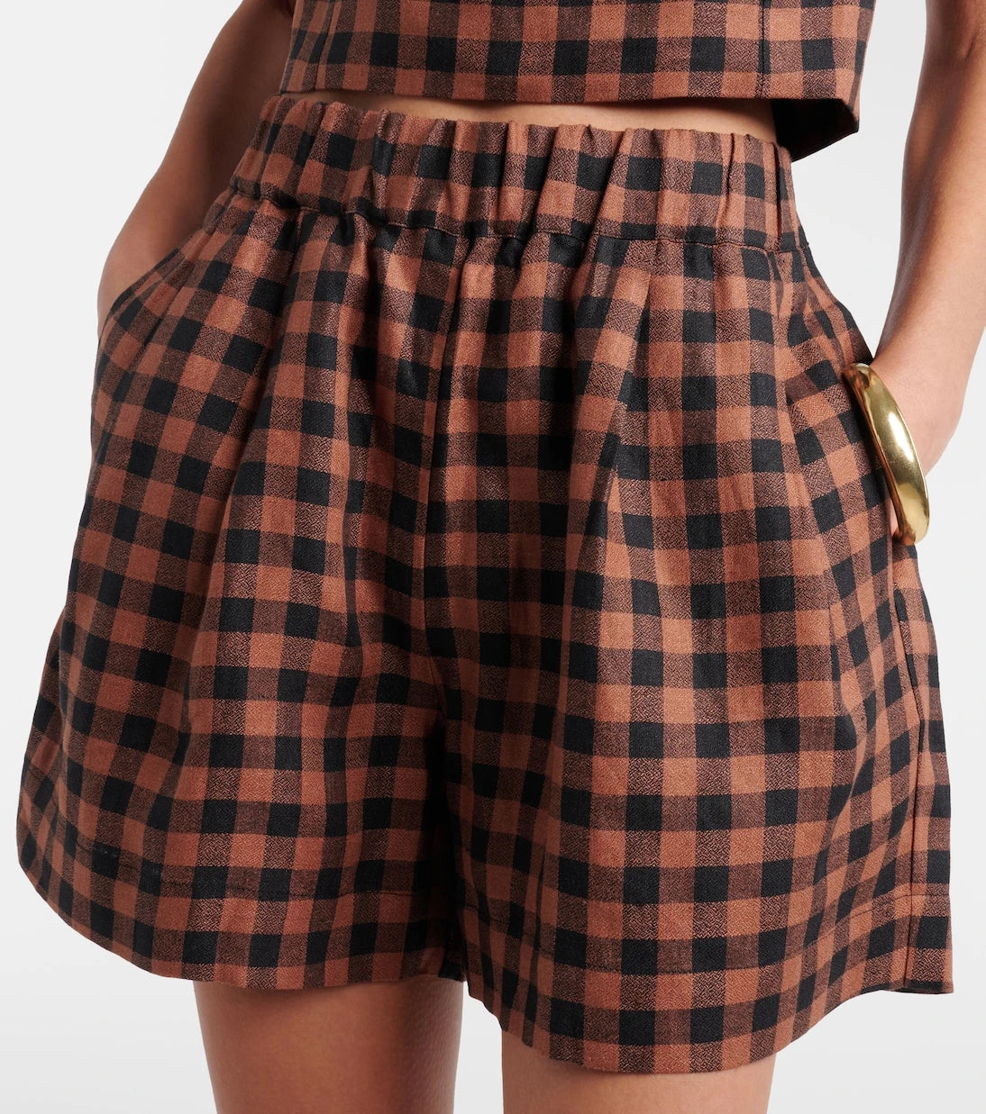 Asceno - Checked linen shorts