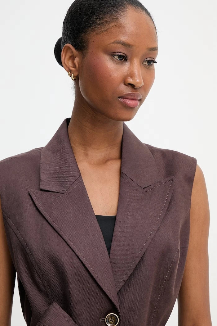 Guess tek düğmeli kadın keten blazer CARLA