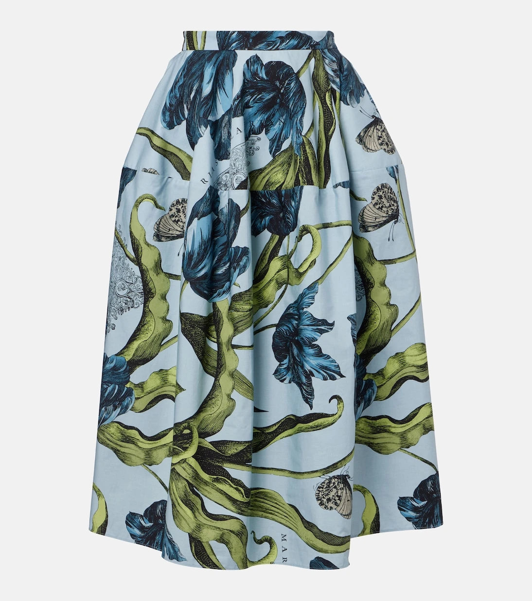 Erdem - Floral cotton poplin midi skirt
