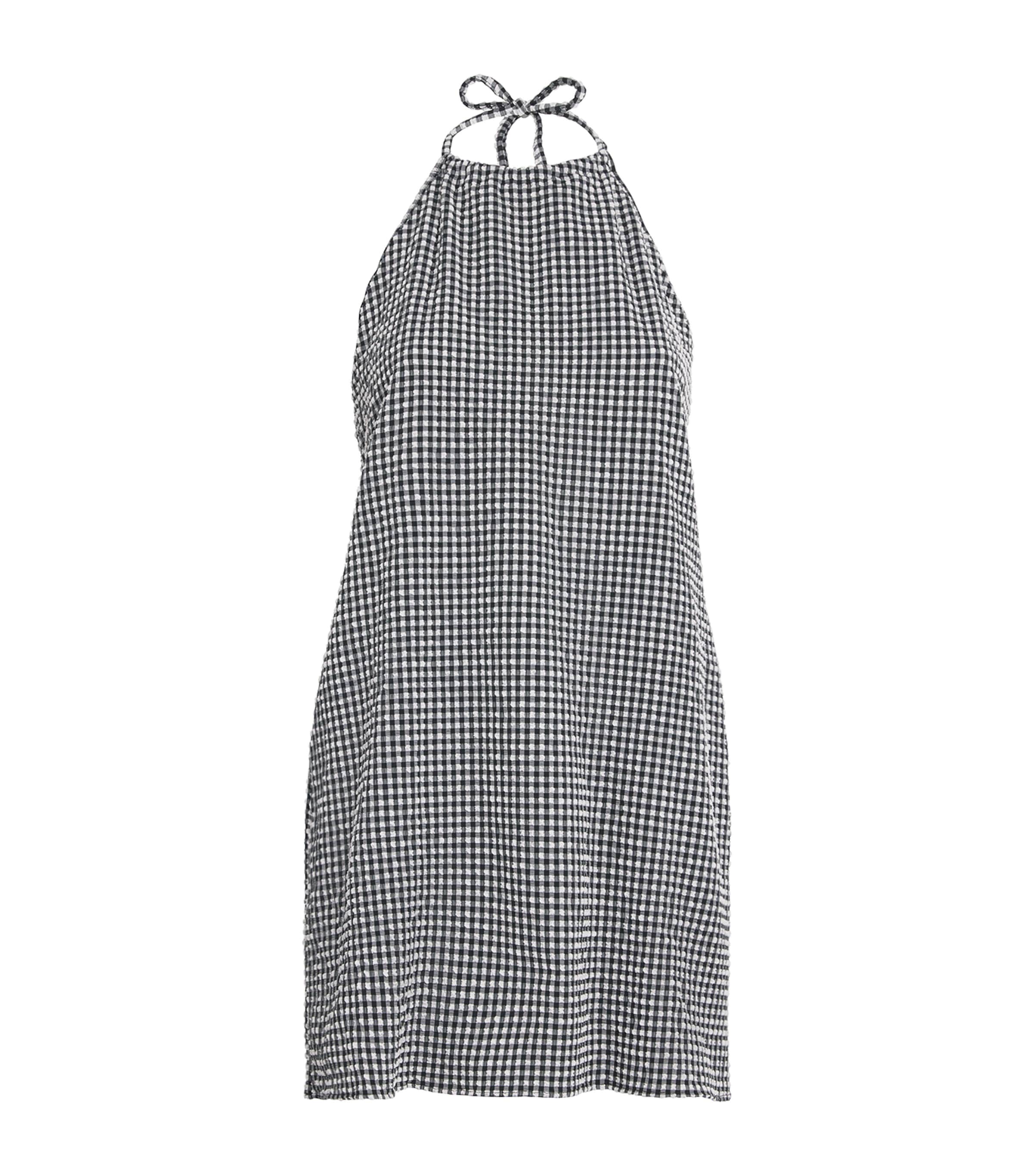 Hunza G Black Gingham Halterneck Mini Dress