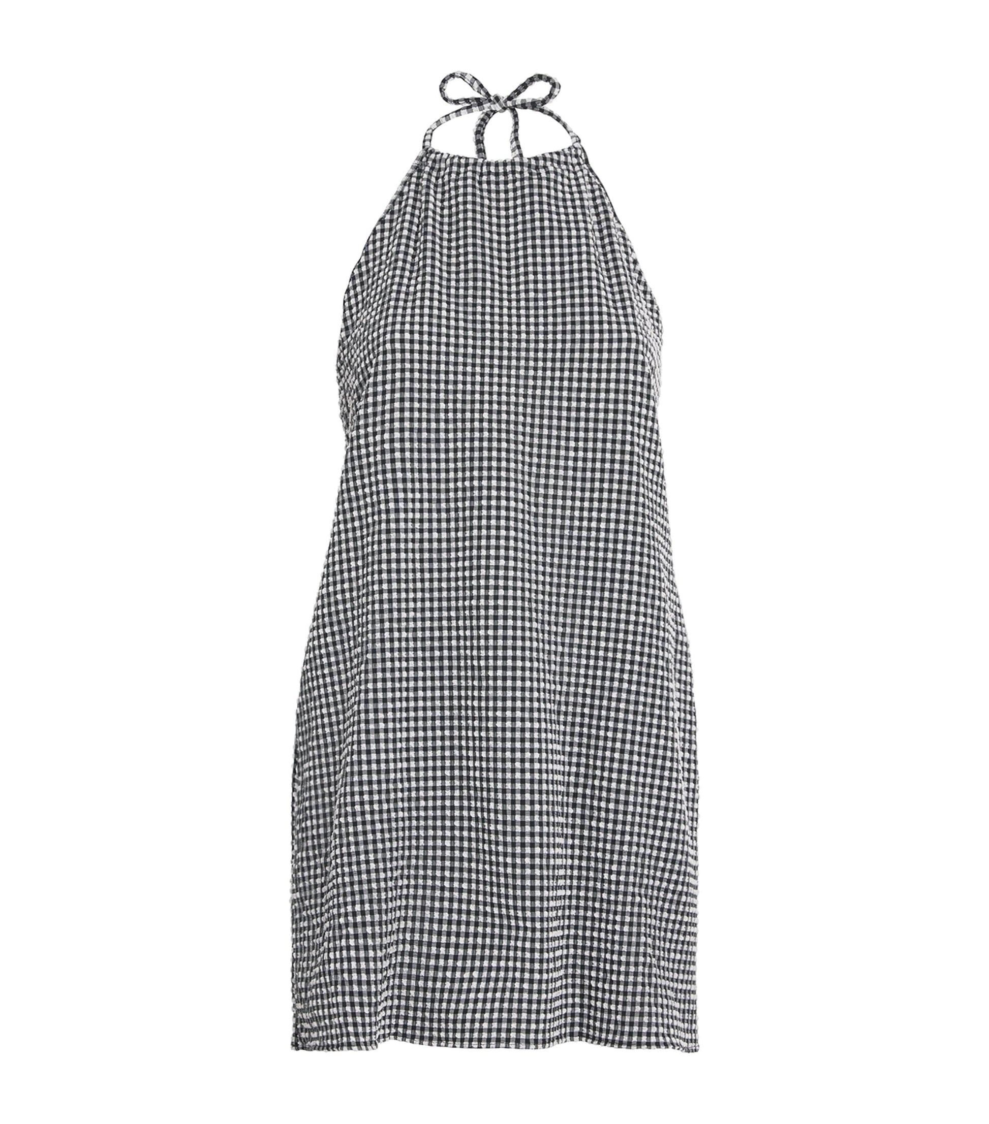 Hunza G Black Gingham Halterneck Mini Dress