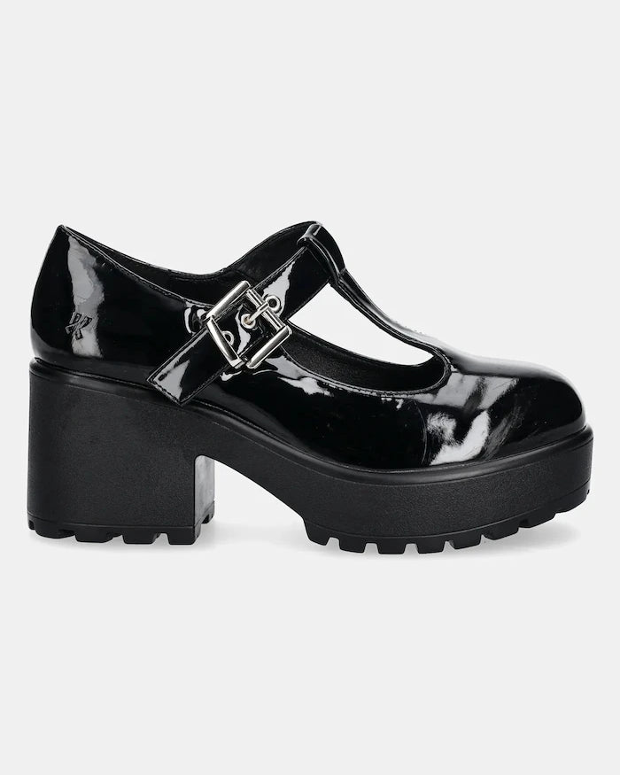 Обувки с дебел ток Koi Footwear SAI BLACK MARY JANES ‘ PATENT EDITION’