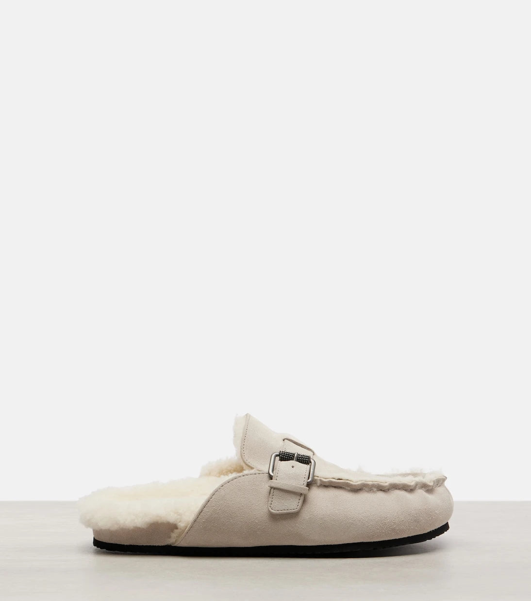 Brunello Cucinelli - Monili shearling-lined suede mules