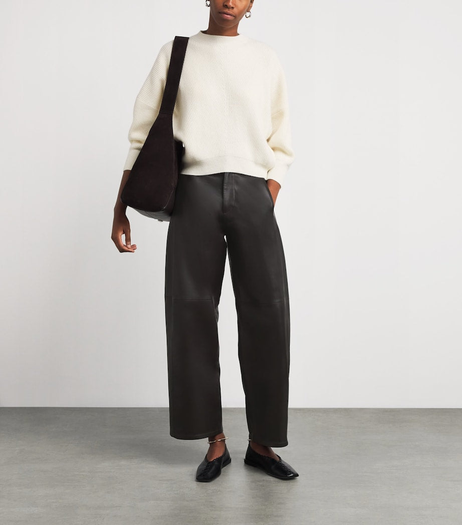 Lauren Manoogian Brown Leather Wide-Leg Trousers