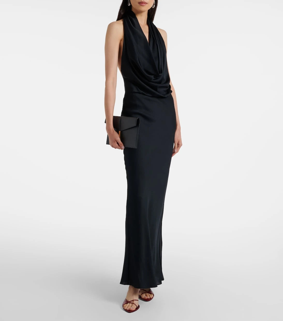 Staud - Poppi draped halterneck silk-blend gown