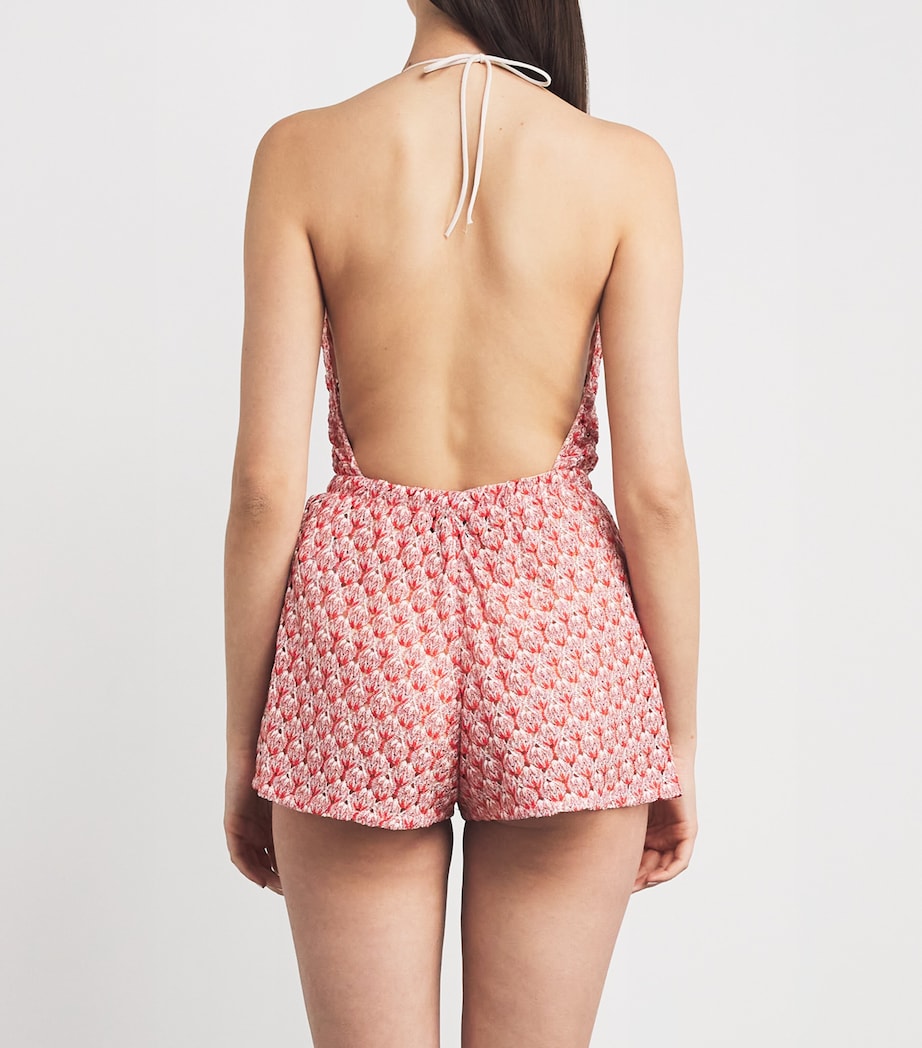 Missoni Red Metallic Crochet Playsuit