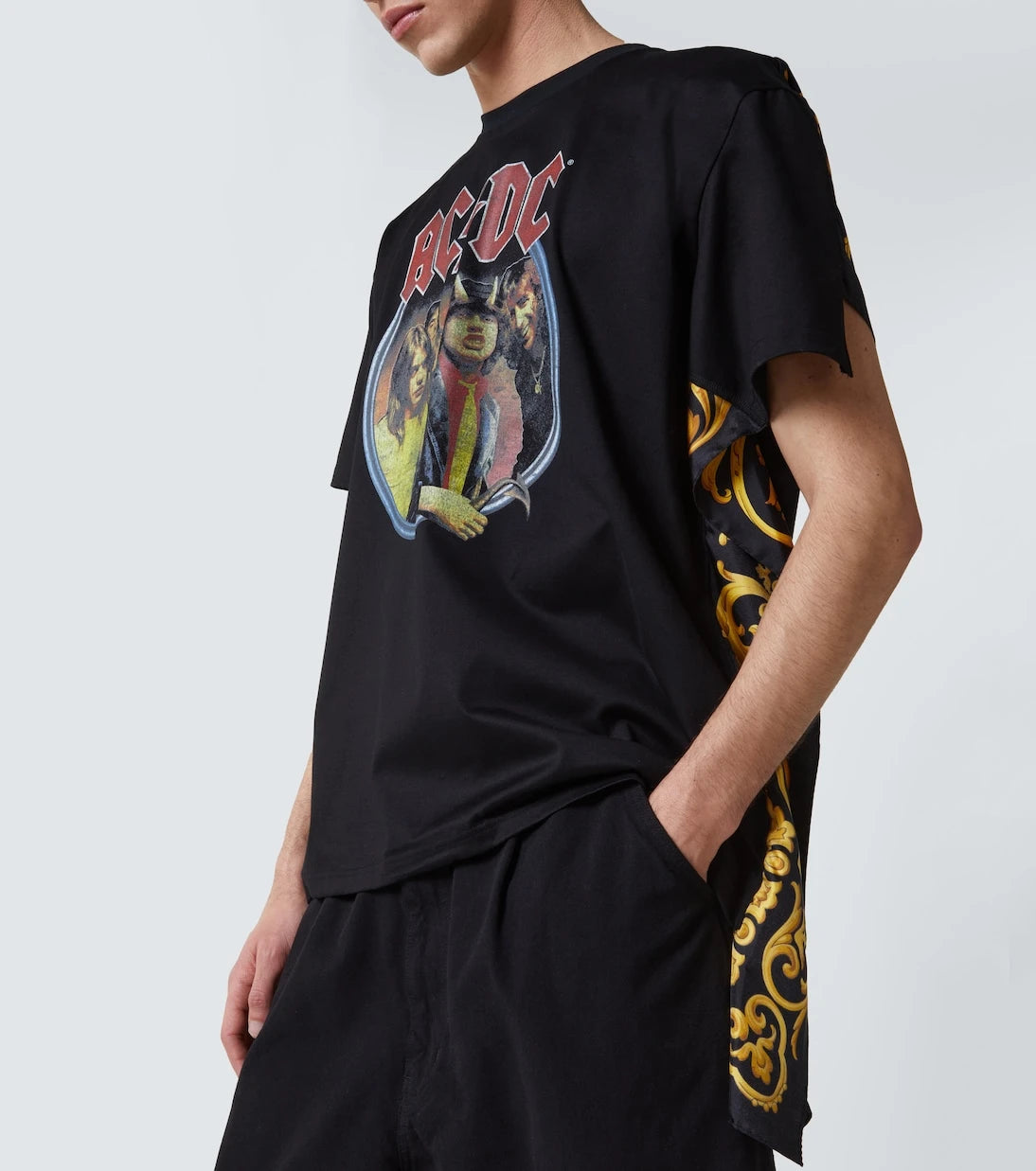 Junya Watanabe - AC/DC printed caped cotton jersey T-shirt