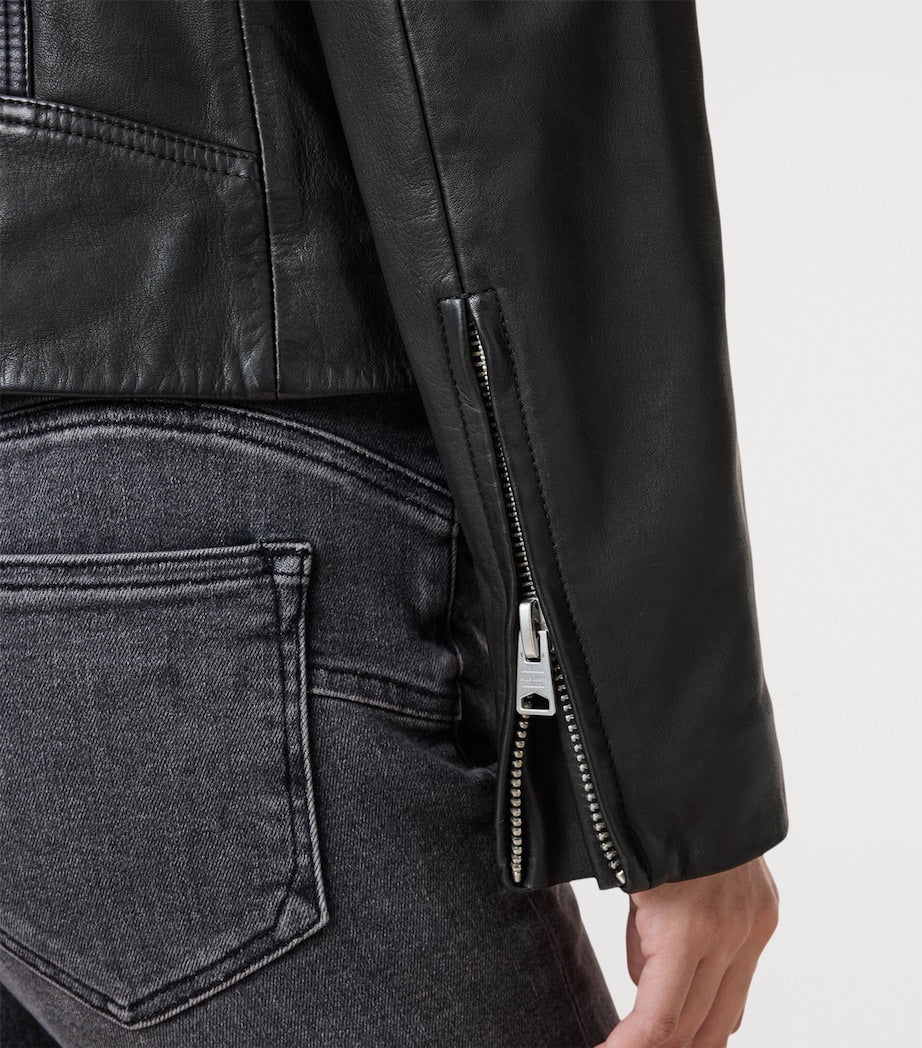 AllSaints Black Leather Dalby Biker Jacket