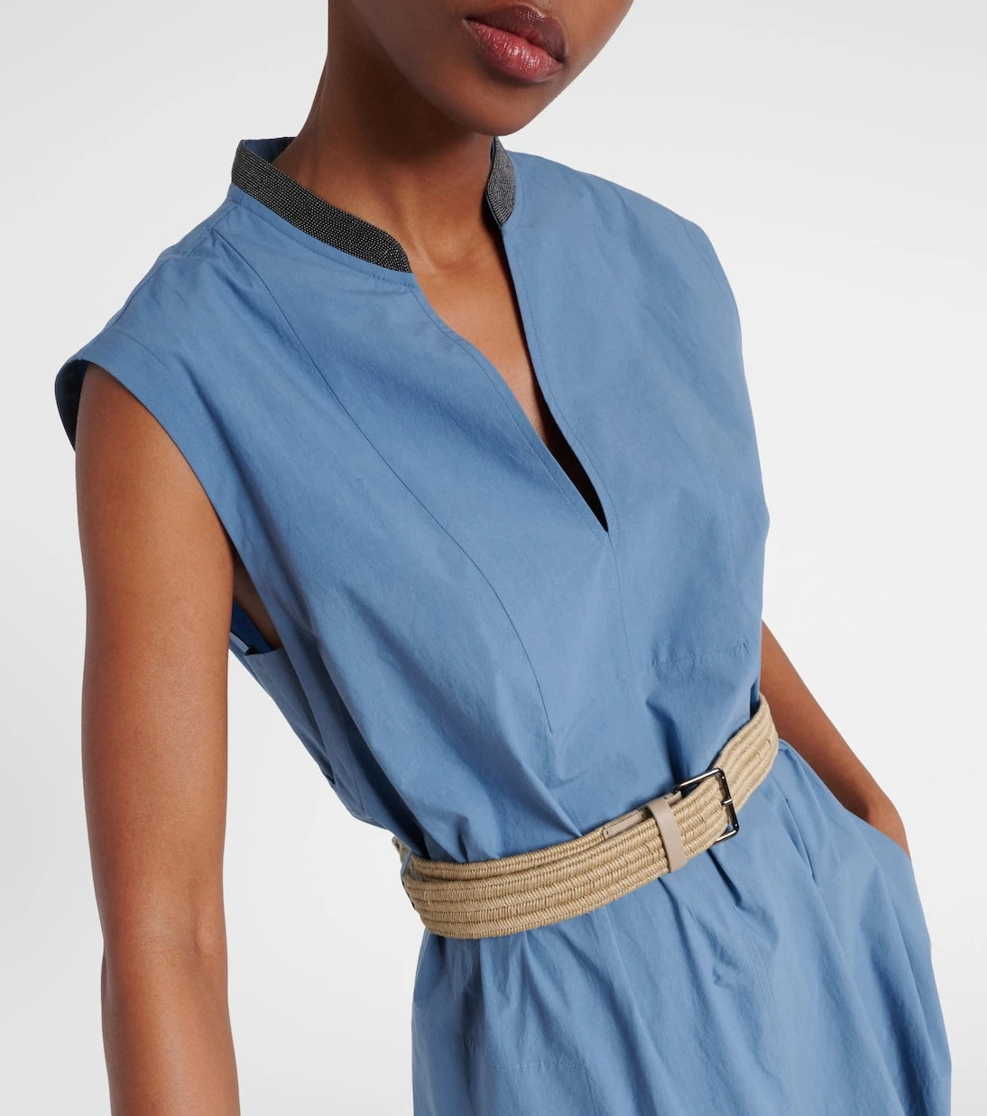 Brunello Cucinelli - Embellished cotton poplin maxi dress