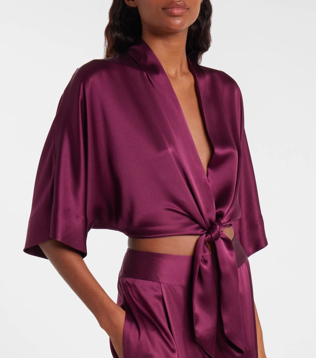 The Sei - Cropped silk charmeuse top