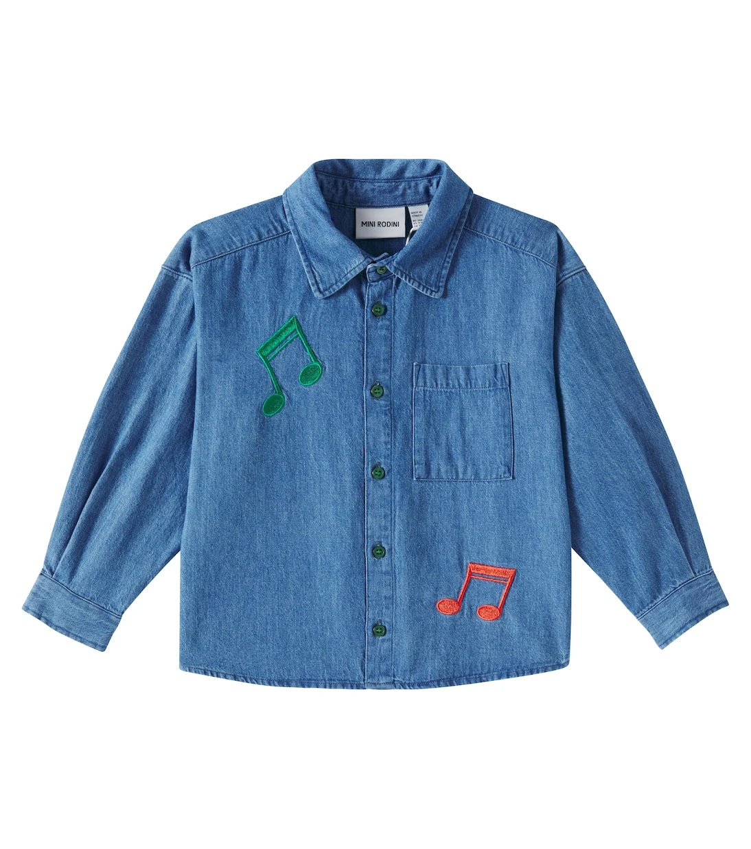 Mini Rodini - Note embroidered denim shirt
